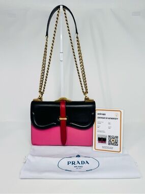 Authentic Prada Belle Calfskin Shoulder/Crossbody Bag